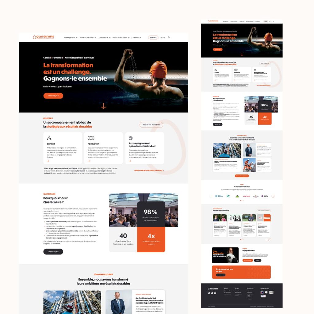Refonte UX/UI du site Quaternaire – maquette de la page d’accueil
