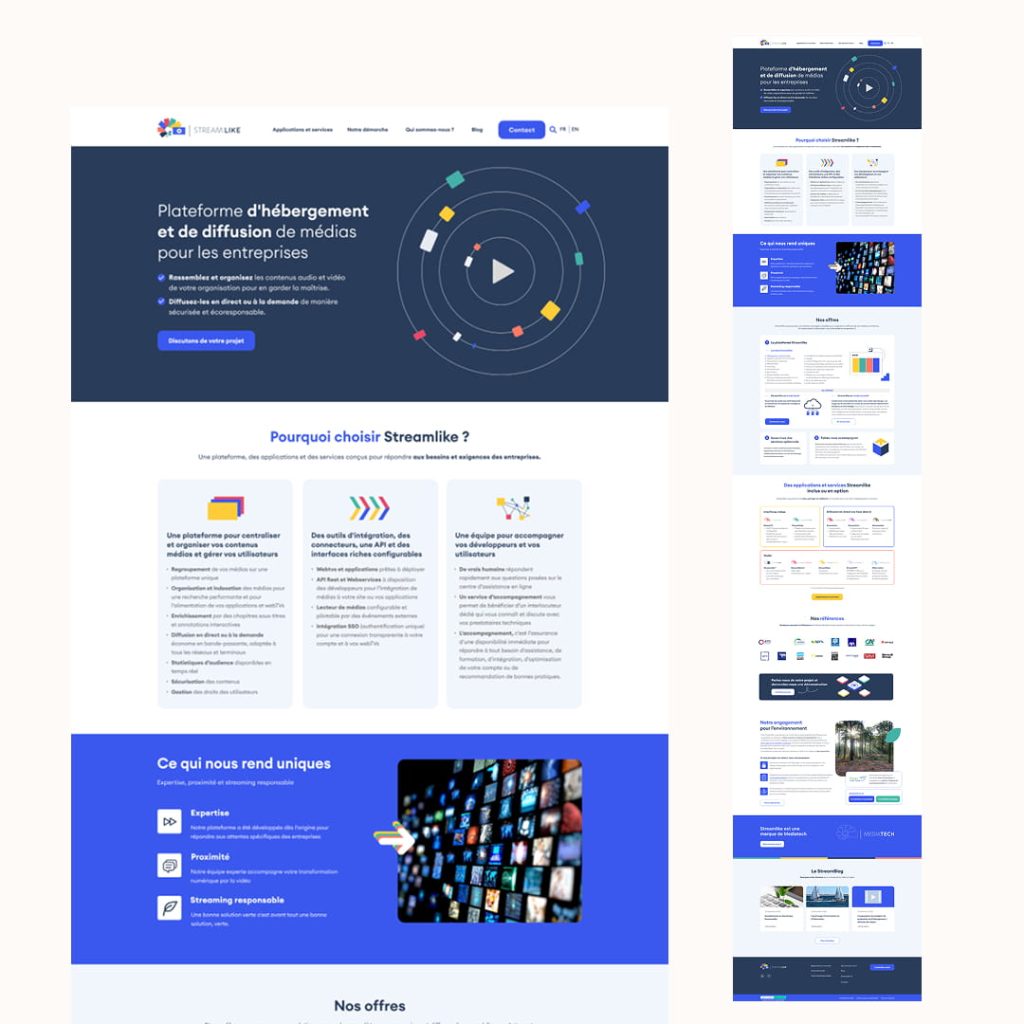 Refonte UX/UI du site Streamlike – maquette WordPress modulaire